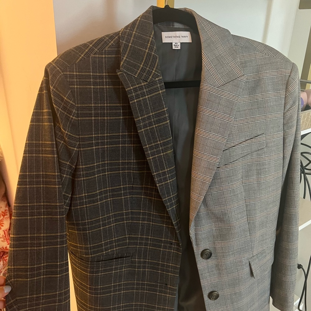Something navy blazer oversized contrast blazer